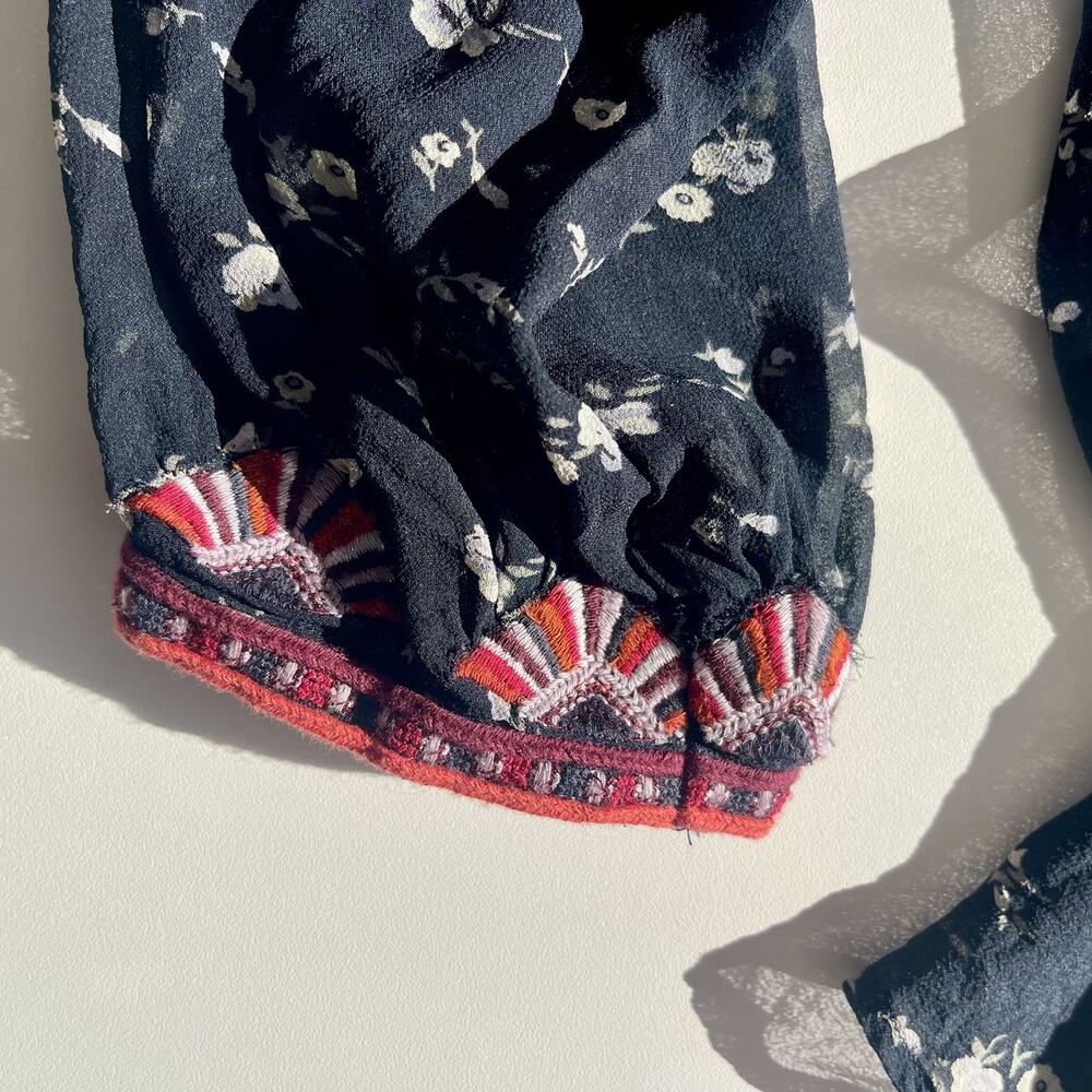 Ulna Johnson Lida Floral Sheer Georgette Rare Embroidered Silk Blouse Size 6 - Picture 3 of 9